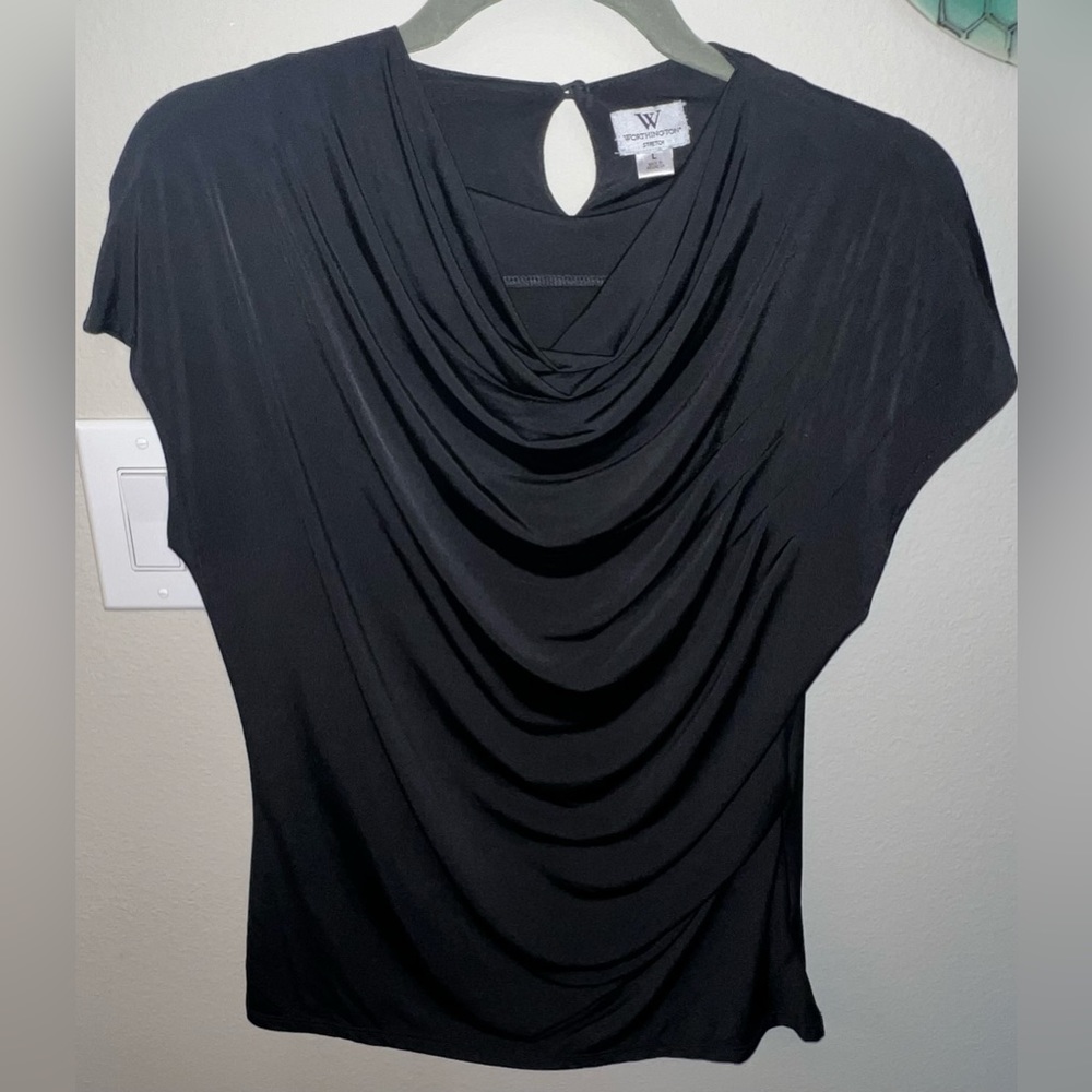 Worthington Stretch Black Blouse Sz L